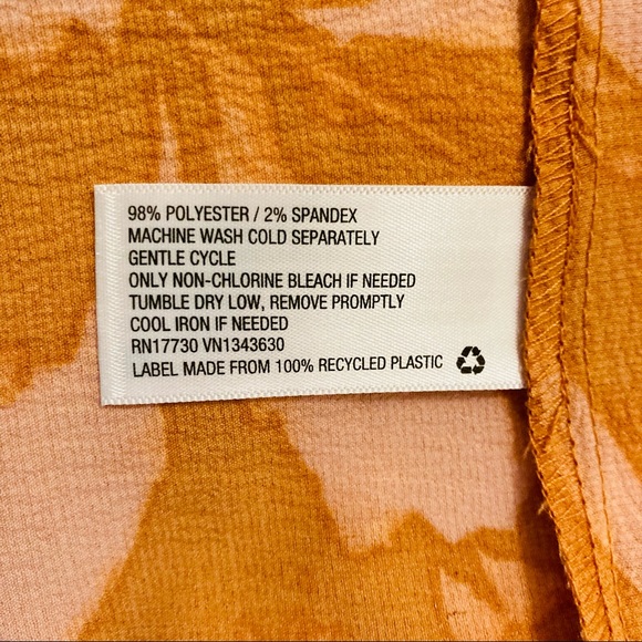 New Women's Floral Print Ruffle Short Sleeve Wrap Dress - Orange Small - Picture 3 of 4